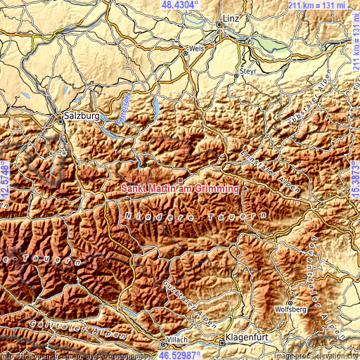 Topographic map of Sankt Martin am Grimming