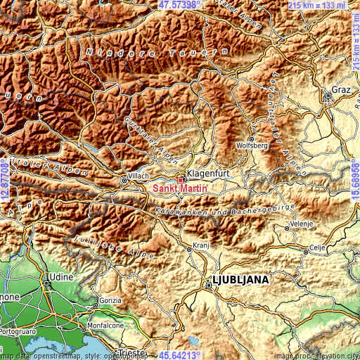 Topographic map of Sankt Martin