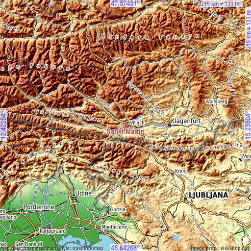 Topographic map of Sankt Martin