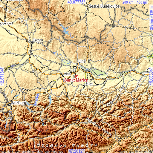 Topographic map of Sankt Marien