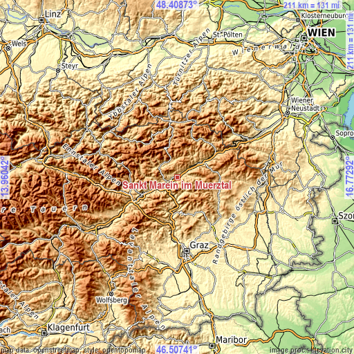 Topographic map of Sankt Marein im Mürztal