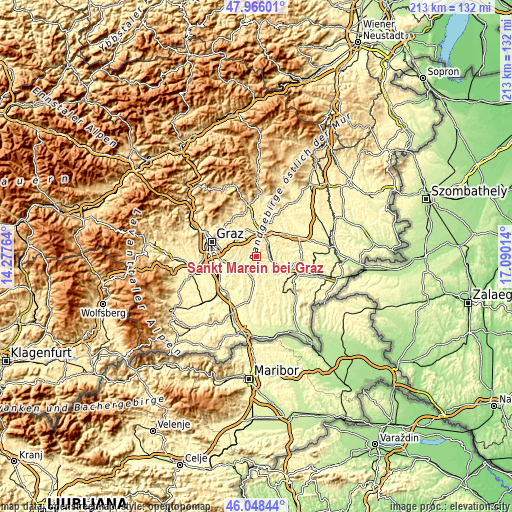 Topographic map of Sankt Marein bei Graz