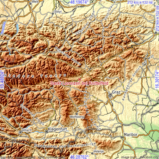 Topographic map of Sankt Lorenzen bei Knittelfeld