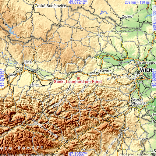 Topographic map of Sankt Leonhard am Forst