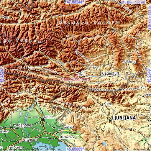 Topographic map of Sankt Leonhard