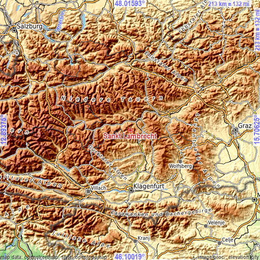 Topographic map of Sankt Lambrecht