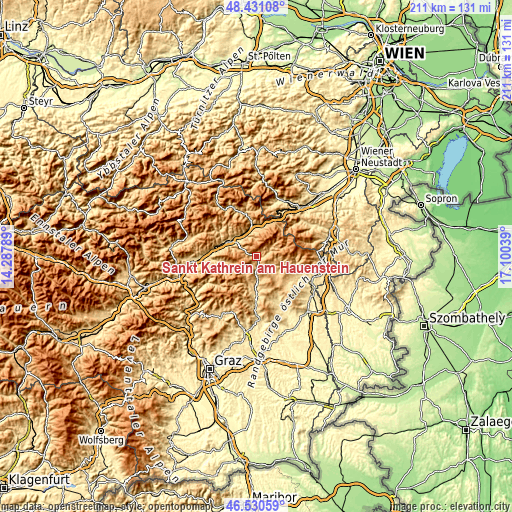 Topographic map of Sankt Kathrein am Hauenstein