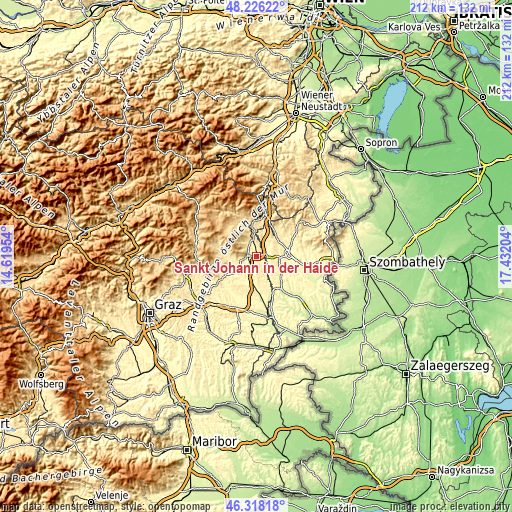 Topographic map of Sankt Johann in der Haide