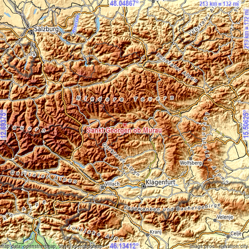 Topographic map of Sankt Georgen ob Murau