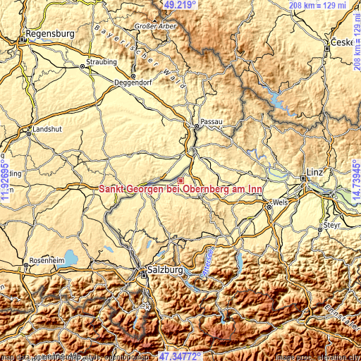 Topographic map of Sankt Georgen bei Obernberg am Inn