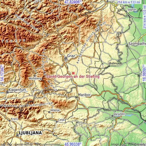 Topographic map of Sankt Georgen an der Stiefing