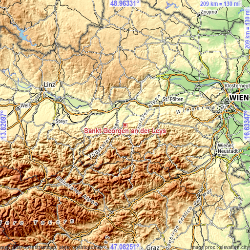 Topographic map of Sankt Georgen an der Leys