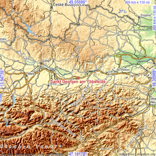 Topographic map of Sankt Georgen am Ybbsfelde