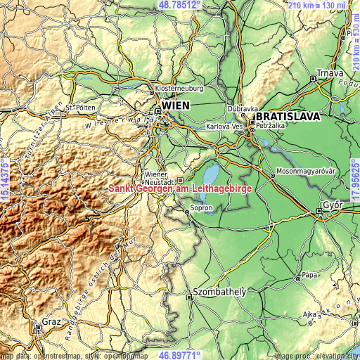 Topographic map of Sankt Georgen am Leithagebirge