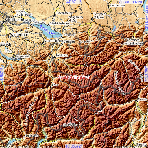 Topographic map of Sankt Gallenkirch