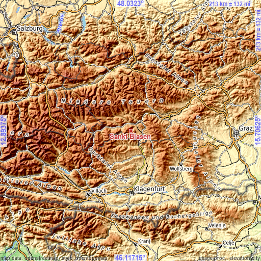 Topographic map of Sankt Blasen