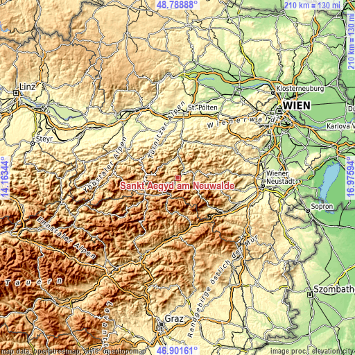 Topographic map of Sankt Aegyd am Neuwalde