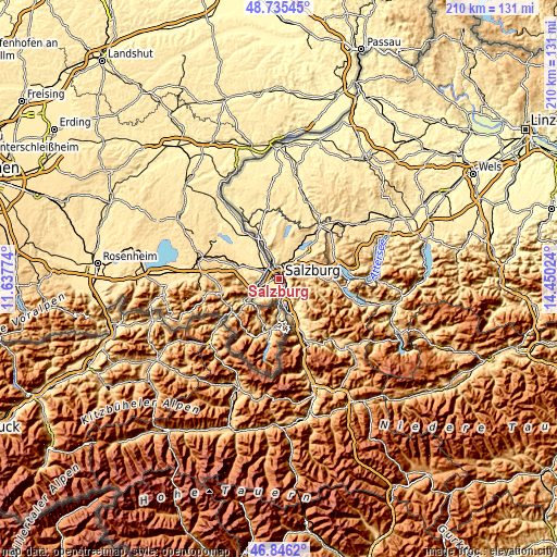 Topographic map of Salzburg