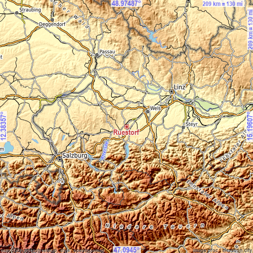 Topographic map of Rüstorf