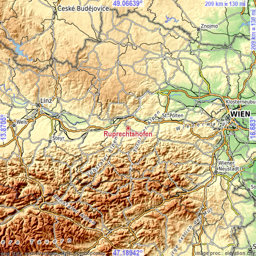 Topographic map of Ruprechtshofen