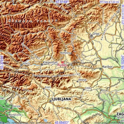 Topographic map of Ruden