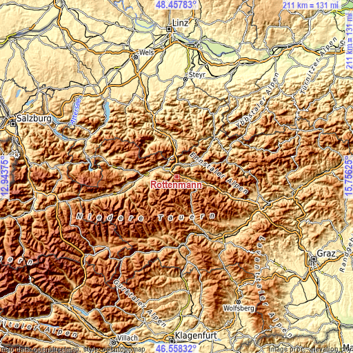 Topographic map of Rottenmann