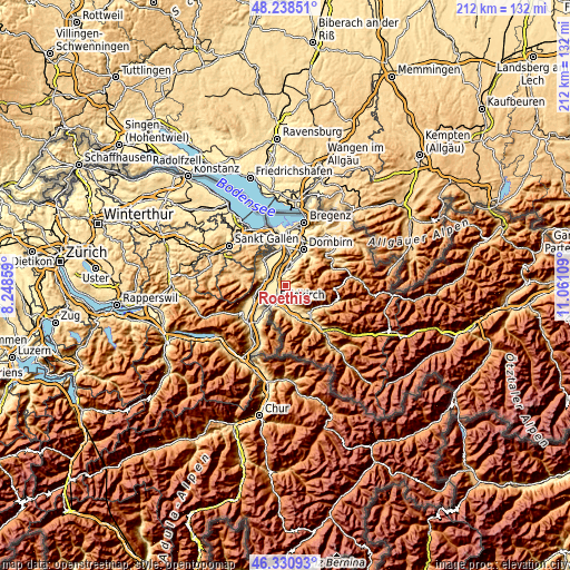 Topographic map of Röthis
