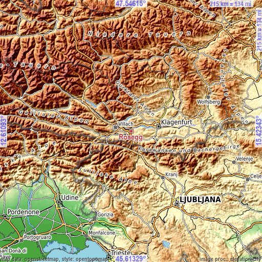 Topographic map of Rosegg