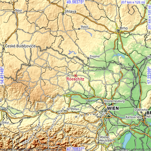 Topographic map of Röschitz