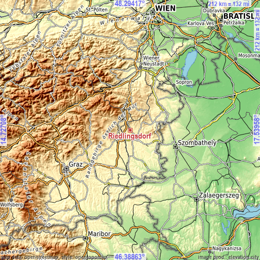 Topographic map of Riedlingsdorf