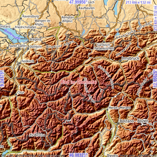Topographic map of Ried im Oberinntal