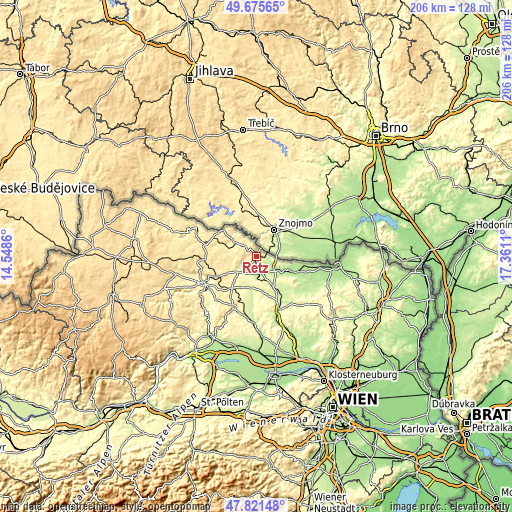 Topographic map of Retz