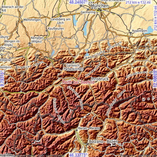 Topographic map of Reith bei Seefeld