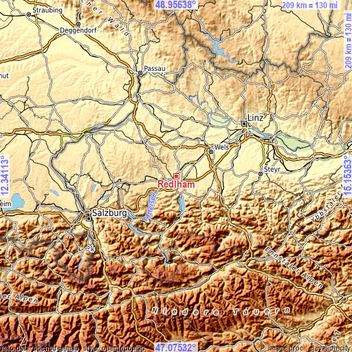 Topographic map of Redlham