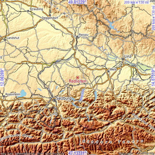 Topographic map of Redleiten