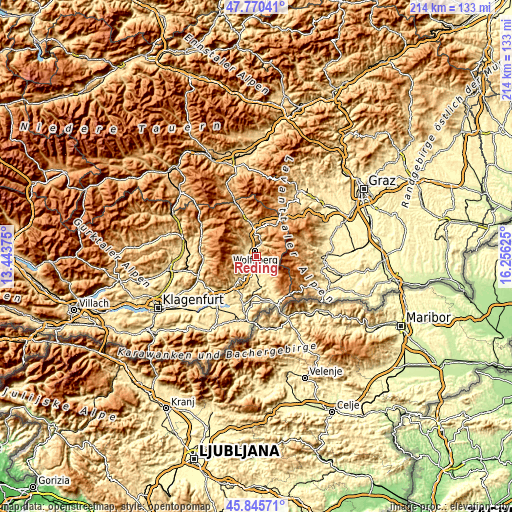 Topographic map of Reding