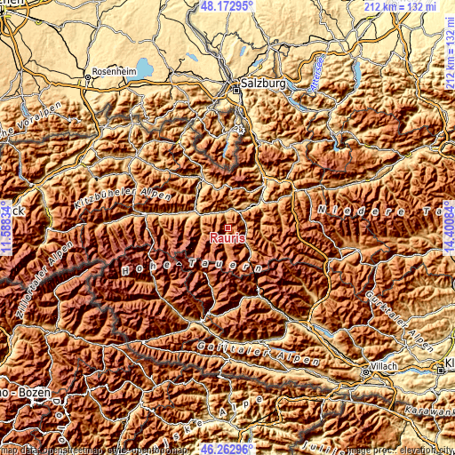 Topographic map of Rauris