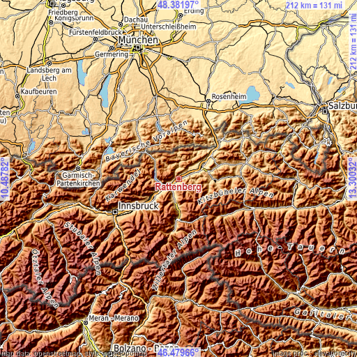 Topographic map of Rattenberg