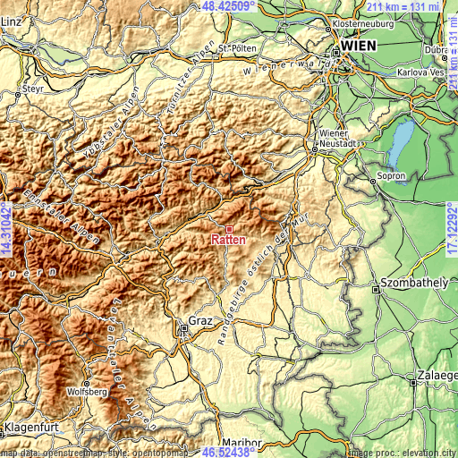 Topographic map of Ratten