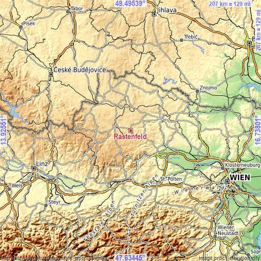 Topographic map of Rastenfeld