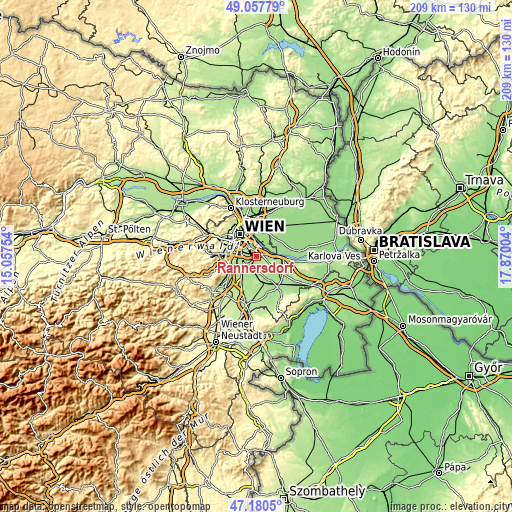 Topographic map of Rannersdorf