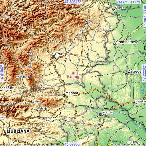 Topographic map of Raning