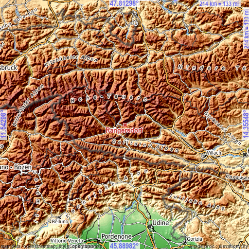 Topographic map of Rangersdorf