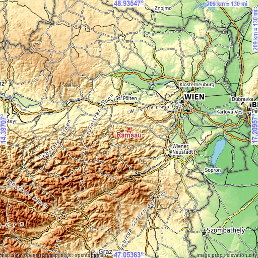 Topographic map of Ramsau