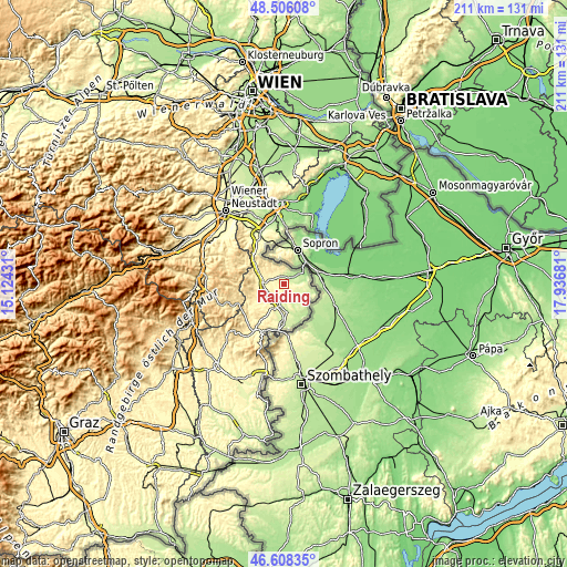 Topographic map of Raiding