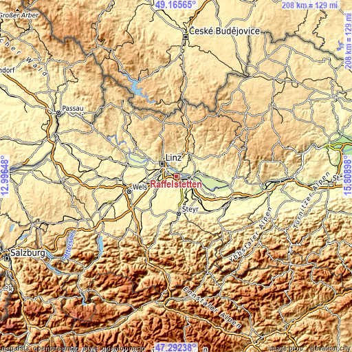 Topographic map of Raffelstetten