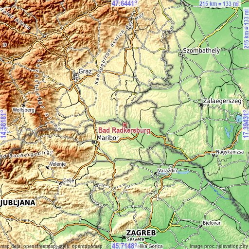 Topographic map of Bad Radkersburg