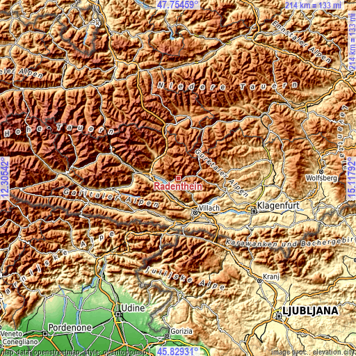 Topographic map of Radenthein