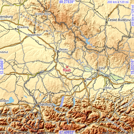 Topographic map of Raab