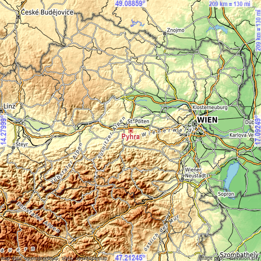 Topographic map of Pyhra